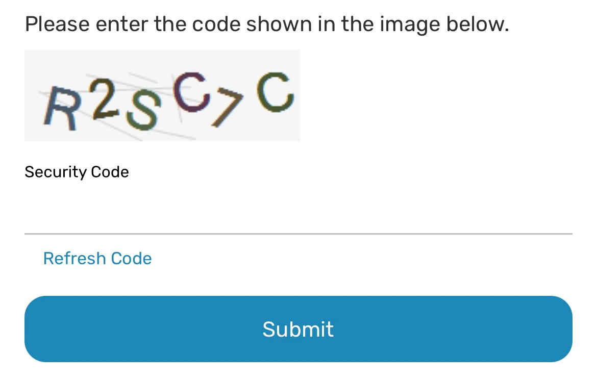 Security Code verification field