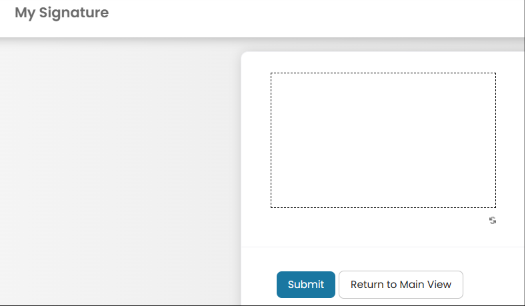 My Signature drawing canvas with Submit and Return to Main View buttons