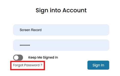 Sign into Account page with Forgot Password? link highlighted