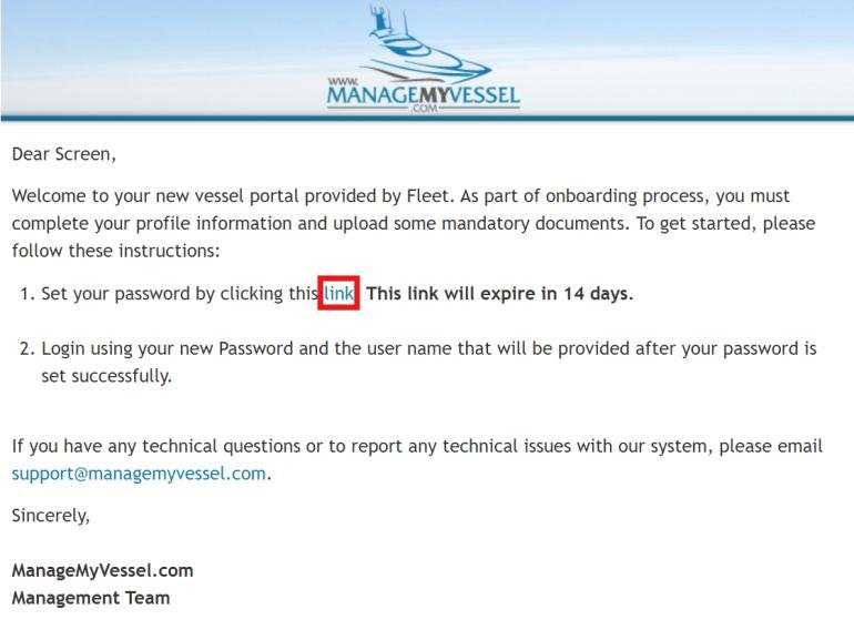 Welcome email with numbered setup instructions and setup link