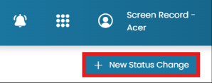 New Status Change button in the top-right corner