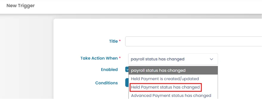 Held Payment Trigger Notifications