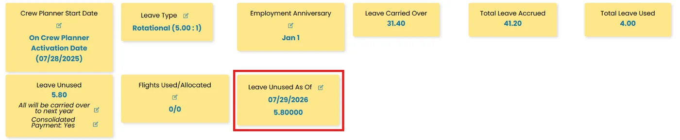 Leave Unused by Date