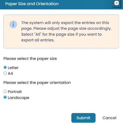 A3 and A2 PDF Export Options for Crew Planner Calendar View (before)