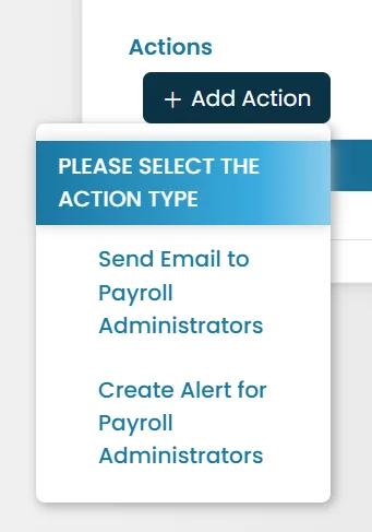 Updated Payroll Notification Actions in Triggers and Automations (before)